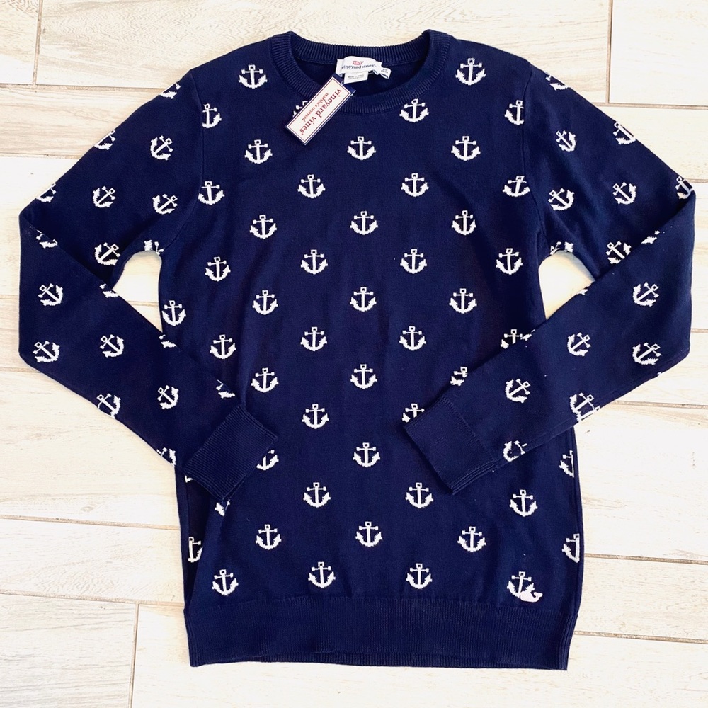 Vineyard Vines Anchor Sweater Deep Bay NWT